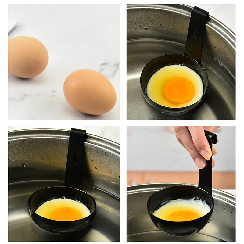 1Pc Stainless Steel Non-stick Egg Cooker Portable Hangable Egg Steamer Poached Egg Making Spoon Home Kitchen Accessories