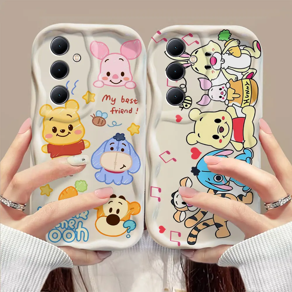 Winnie the Pooh 3D Wave Phone Case For OPPO Reno 11 F 8 T 7 Z 6 5 4 Pro F23 F11 F9 4G 5G Soft Silicone Back Cover