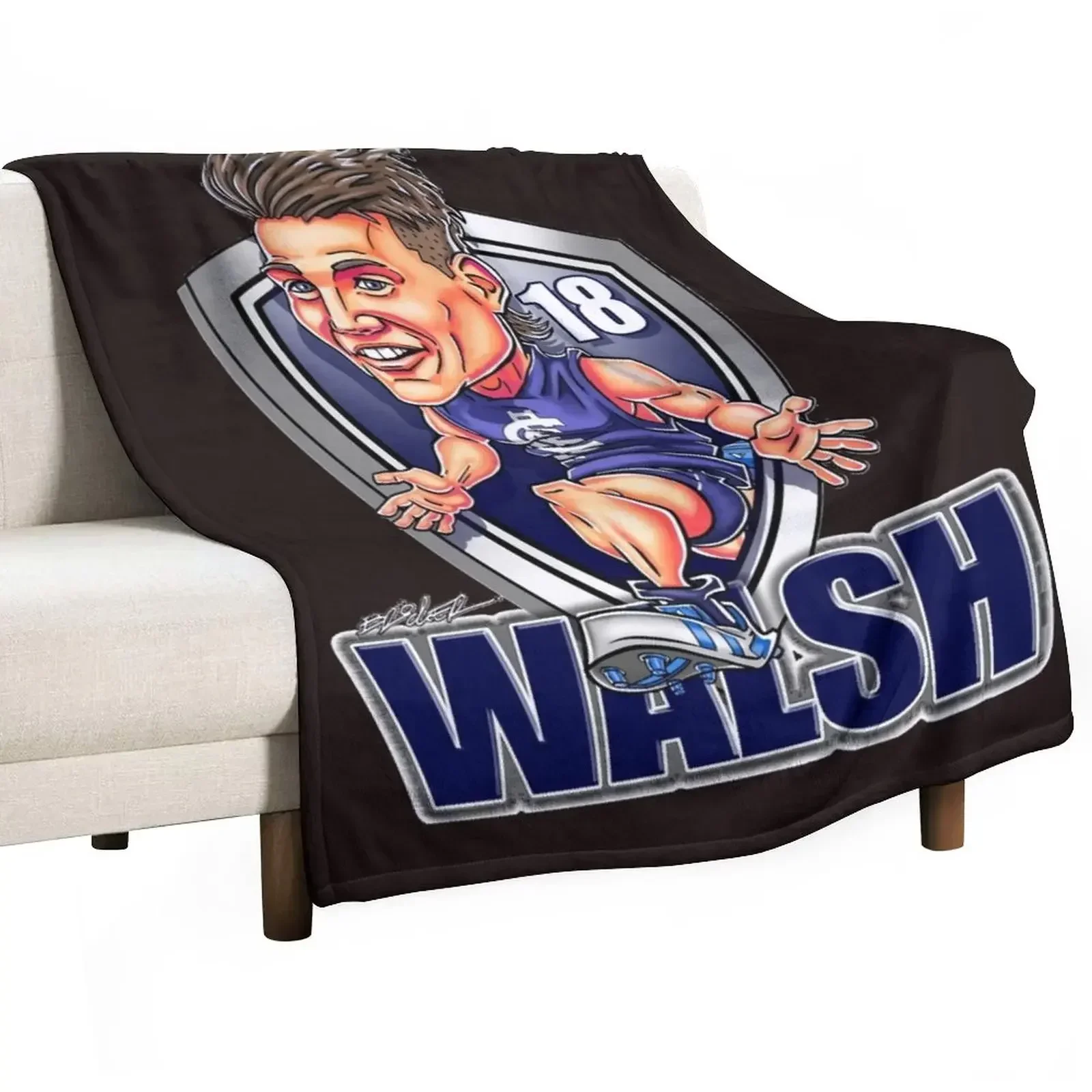 Sam Walsh cartoon - Carlton Blues - Unique artwork by BrockerClassic T-Shirt Throw Blanket Large Baby Blankets