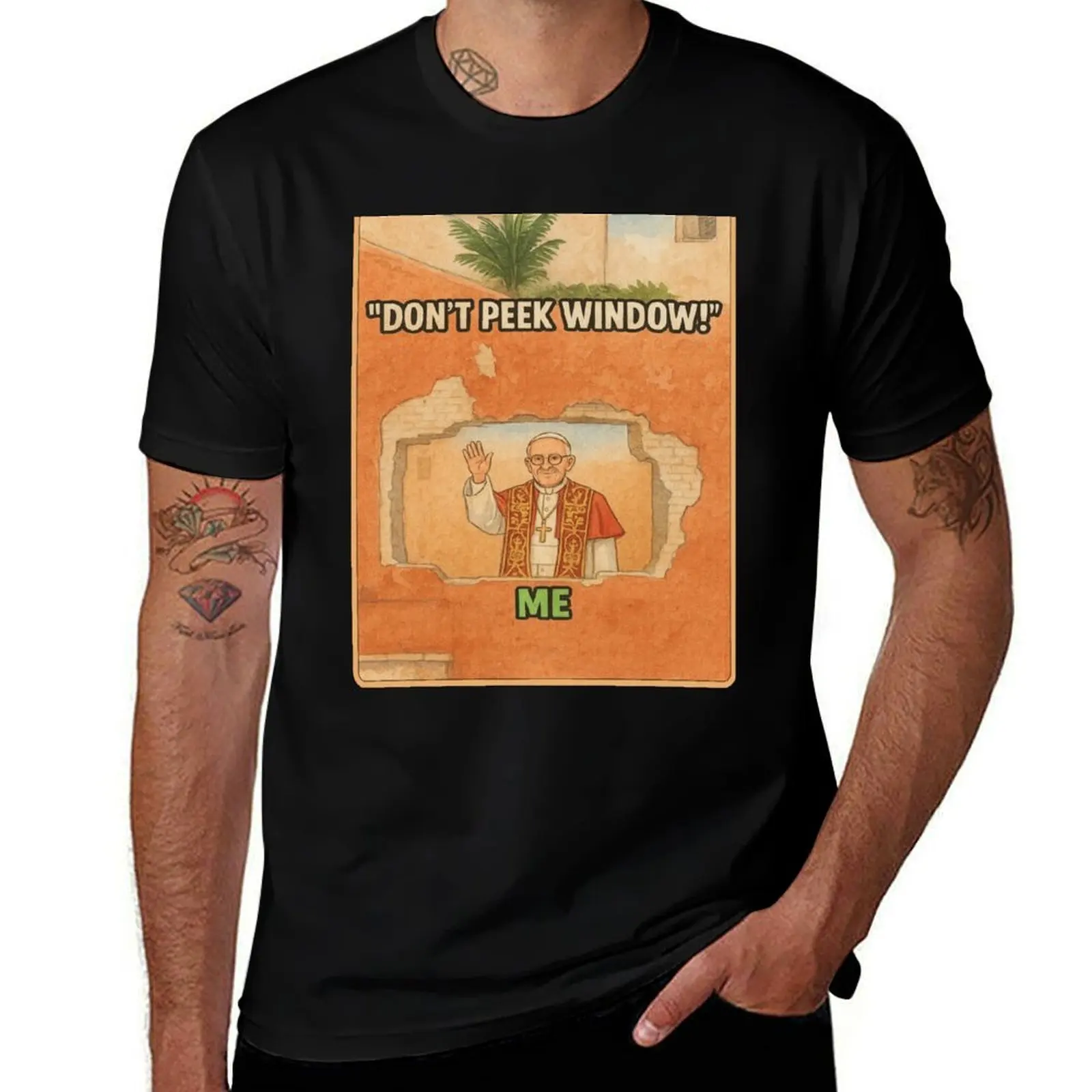 Pope Leo Holy Peek Counter Strike Meme T-Shirt Simple Print Design T-Shirt