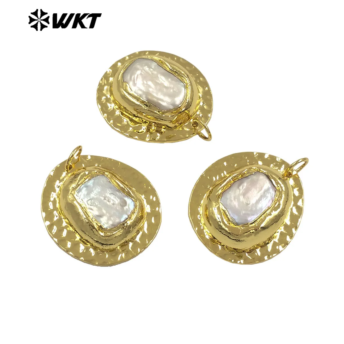 WT-JP432 Special Classic Round Shape Natural Big Pearl In The Middle 32*35MM Pendant With 18k Real Gold Plated For Women ACC