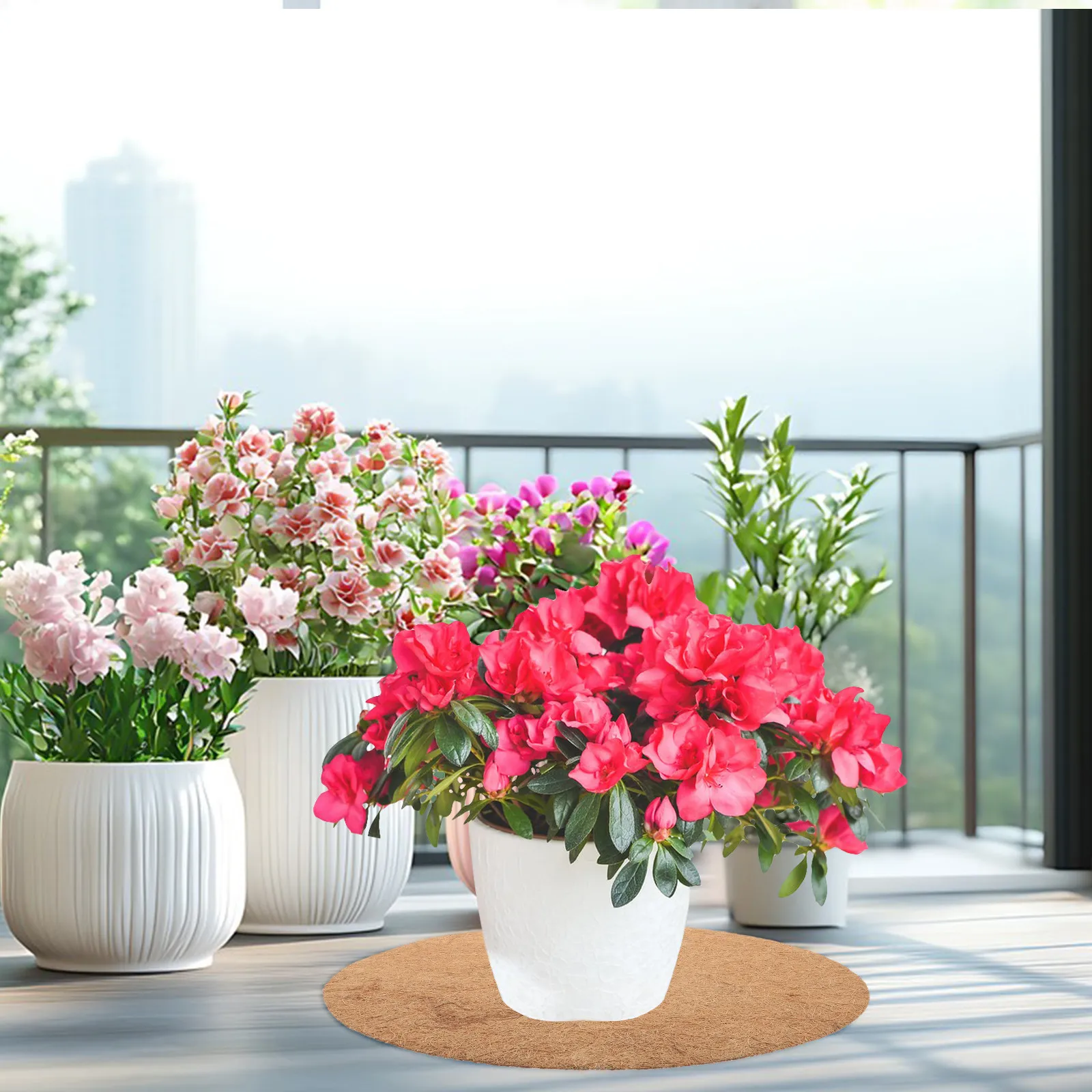 

Комплект из 4 кольцевых матов из кокосового волокна для удержания воды, предотвращения сорняков и защиты корневой системы деревьев, для сада и огорода