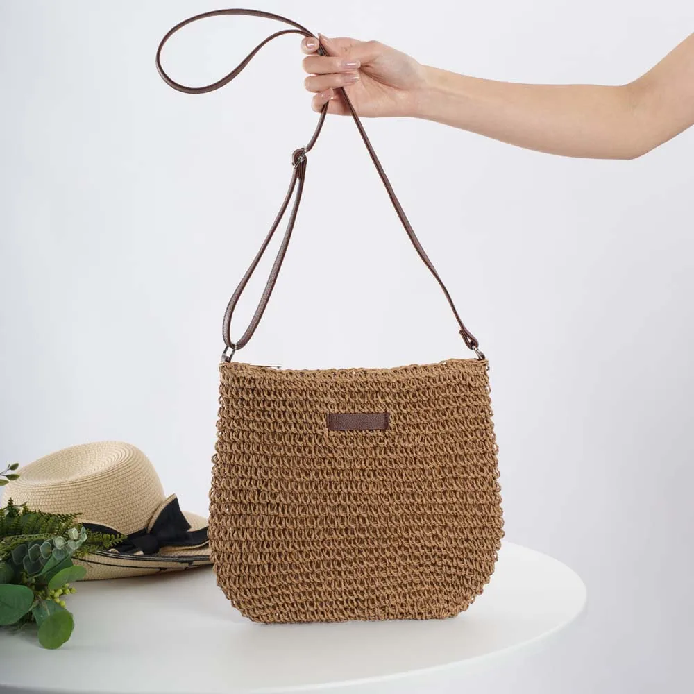 Straw Knitted Purses and Handbags Women Beige Shoulder Bags Summer Holiday Raffia Woven Side Bag Ladies Crossbody Beach Bags