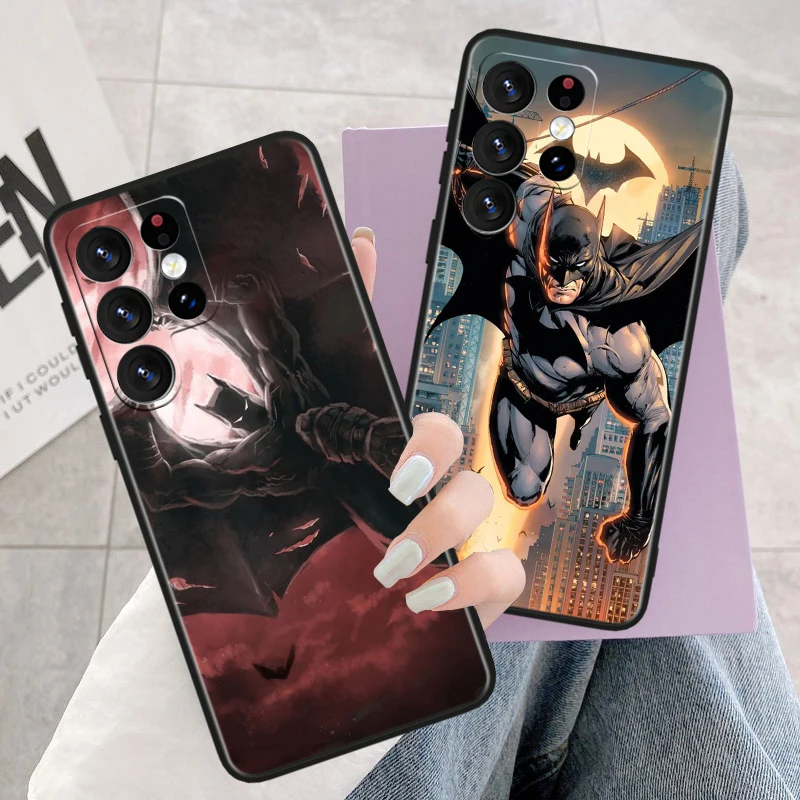 Cute B-batmans Superhero For Samsung Galaxy S23 S22 S21 S20 FE S10 S10e S9 S8 Ultra Plus Lite Black Soft Phone Case