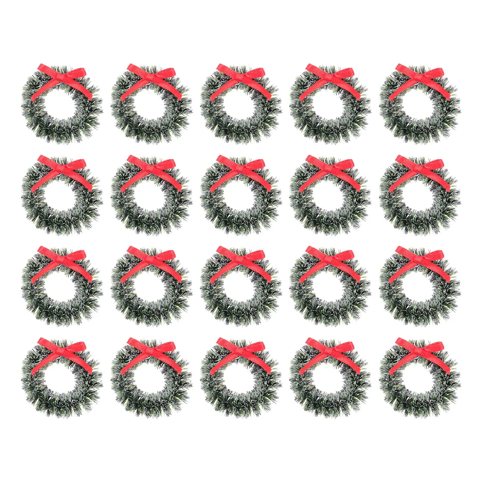 

20Pcs Mini Christmas Artificial Wreaths Christmas Wreath with bow Ornament diy Chic Garland Decors xmas Home party Gift supplies