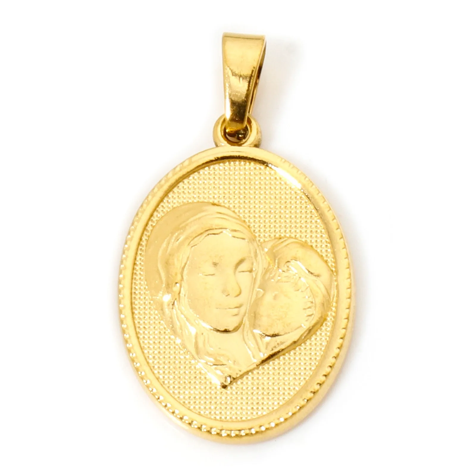 2 stücke Religiöse Edelstahl Charme Gold Farbe Jungfrau Maria Muster Anhänger DIY Halskette Für Frauen Männer Partei Schmuck Erkenntnisse – Detail 1