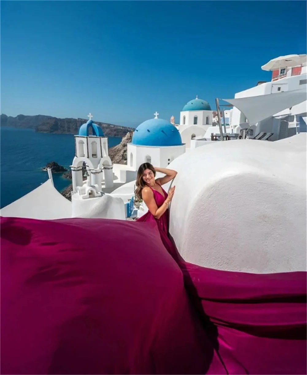 2026 sexy blauwe lange vliegende avondjurken voor fotoshoot lange treinjurk galajurken vloeiende jurk satijn