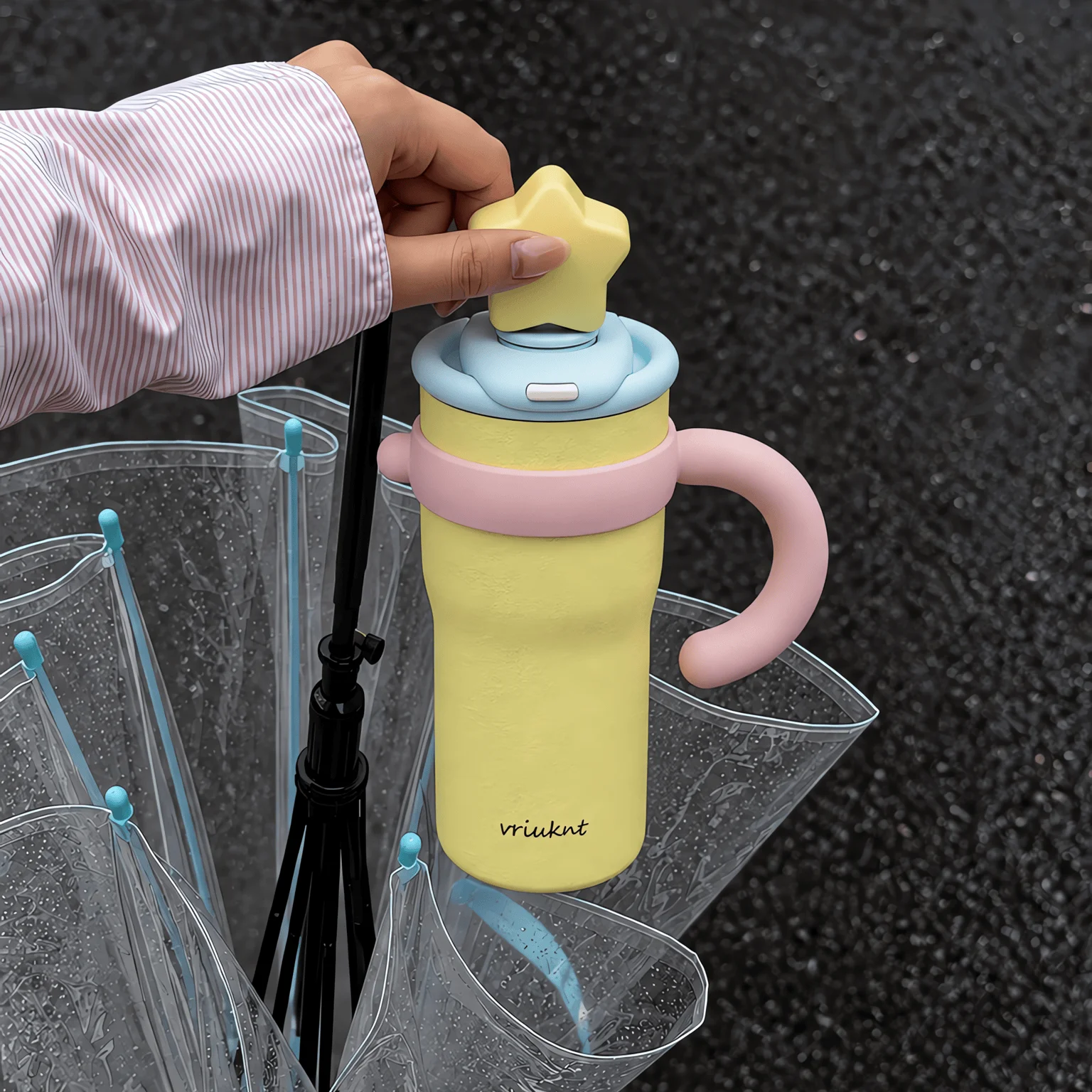 1pc stainless steel insulated cup, 960ml large capacity double-spout car cup with handle, outdoor portable insulated cup