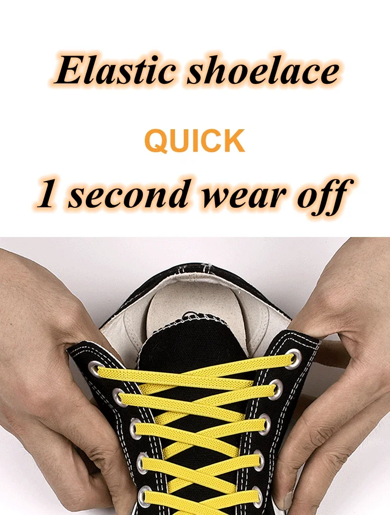 1 Paar Schnürsenkel ohne Binden, flach, elastisch, mit Metallclips, zum einfachen Anbringen, als Ersatz für Schnürsenkel für Erwachsene, Kinder, Sneaker und Freizeitschuhe. – Detail 2