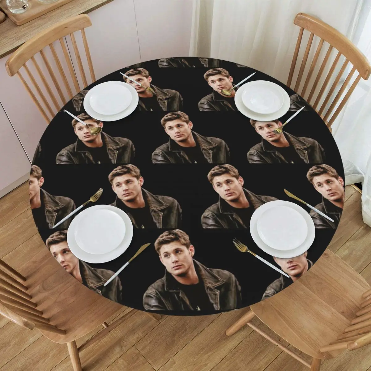 Dean Winchester Supernatural Waterproof Round Tablecloth Oilproof Table Cloth for Kitchen Events Dining Table Cover