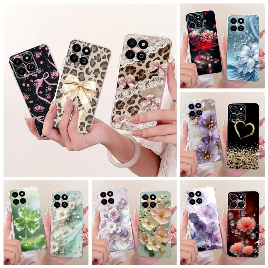 For Honor X7c Case X 7C Cover Popular Flower Bowknot Soft Silicone Protective Cover Phone Fundas For Honor 200 Smart X7 C Bumper
