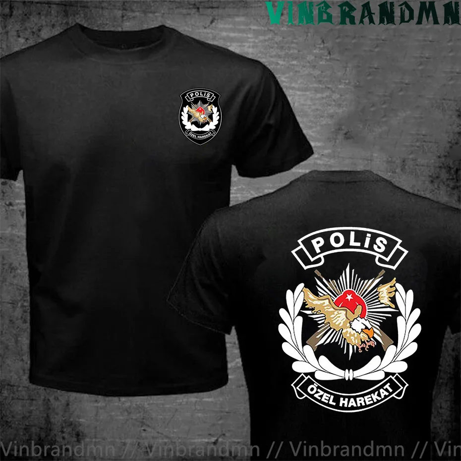 

Новая модная черная футболка Turkey Polis Ozel Harekat Special Force с короткими рукавами и защитой от хлопка, молодежная футболка с круглым воротником по индивидуальному заказу