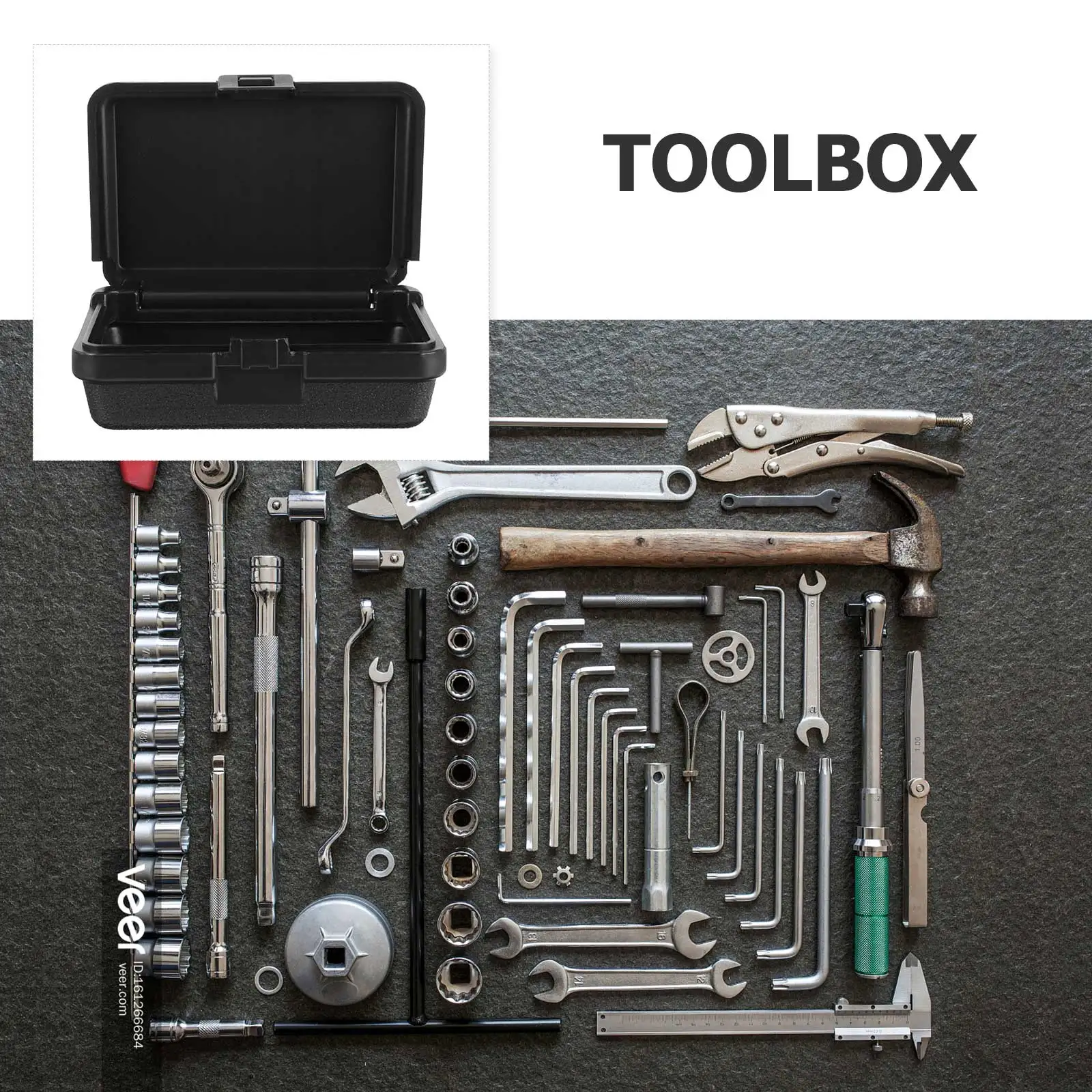 Portable Mini Toolbox Small Plastic Case Heavy Duty Tools Storage Container Suitcase Black Waterproof Hard Carrying Case Outdoor