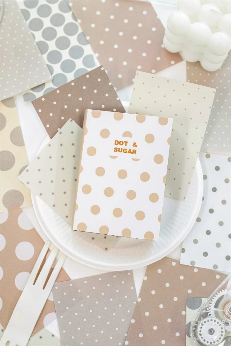 Journal GO 200 Seiten Punktemuster und Zucker-Motiv Notizbuch Niedliches Polka-Dot-Muster Dekoratives Papierblock für Journaling und Scrapbooking – Detail 15