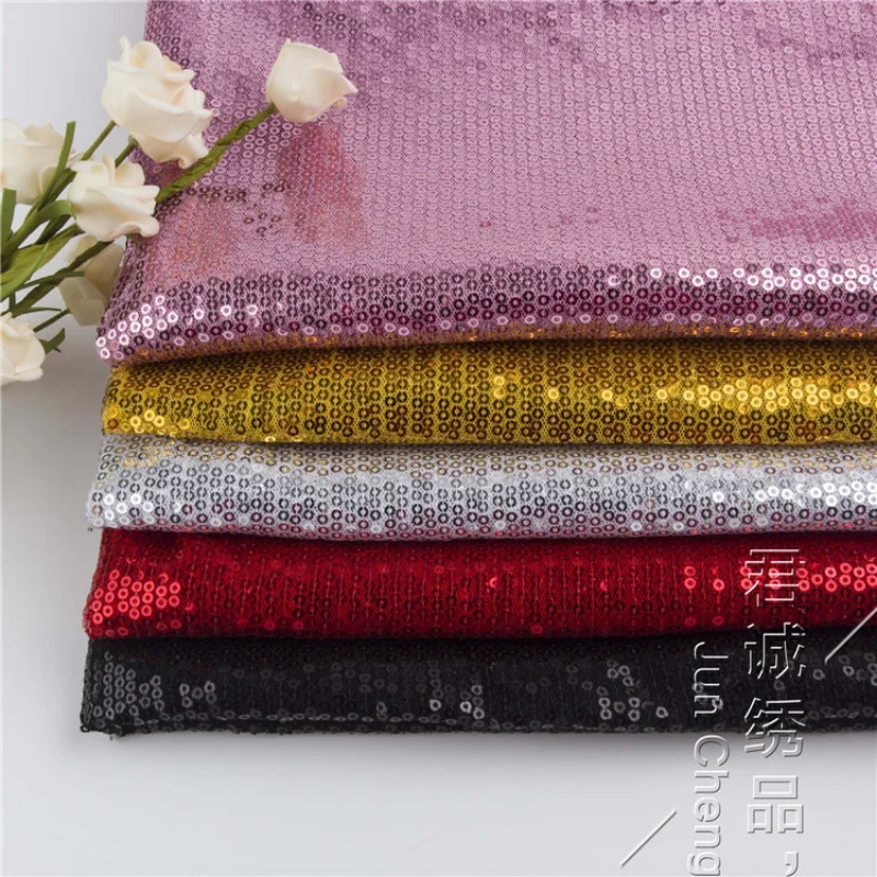 3mm Sequined Embroidered Mesh Fabric for DIY Sewing Evening Dress Dance Performance Costume Tablecloth Material Cloth