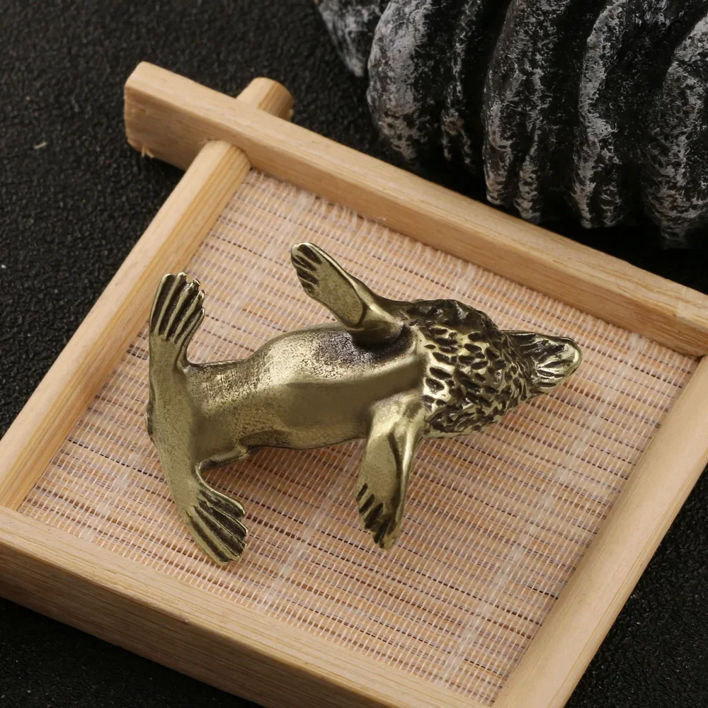 Copper Sea Lion Figurine Creative Decoration Sea Lion Sea Dog Brass Craft Tea Pet Deskyop Decoration Stalls Supply Gitfs - view 3