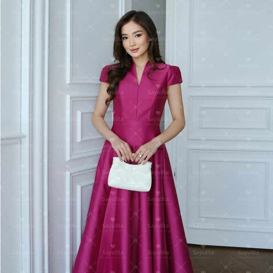 Sayulita فساتين حفلة موسيقية بطول الكاحل، رقبة على شكل V صغيرة، فساتين رسمية وسهرة، أكمام أحذية، فستان حفلات الزفاف حسب الطلب #4