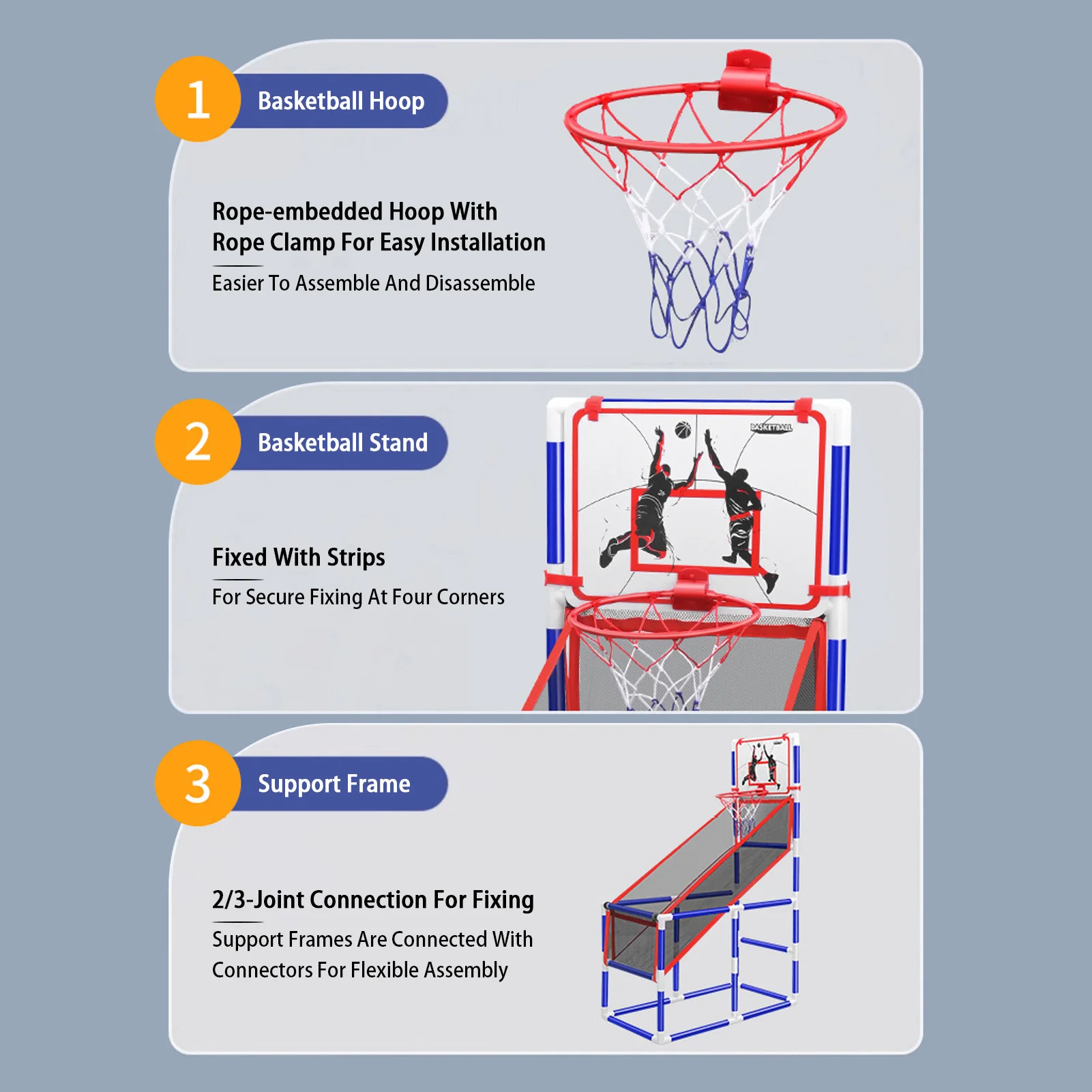 Conjunto de jogo de basquete infantil, cesta de basquete para ambientes internos e externos com 4 bolas, ajuste de altura de 88cm a 140cm, treinamento de basquete