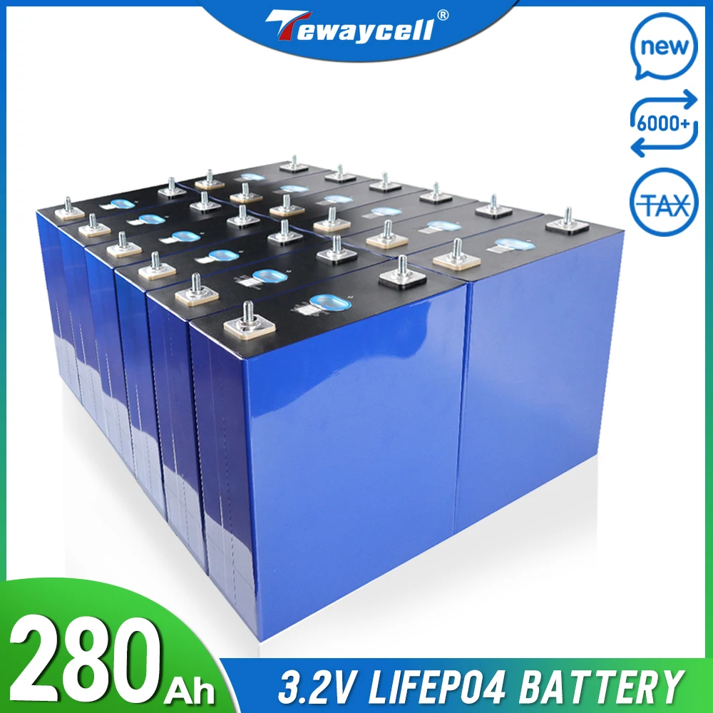 Tewaycell 4/8/16pcs 280Ah 3.2V Lifepo4 battery Pack Lithium Iron Phosphate Battery for Power Solar Cell Electric Car