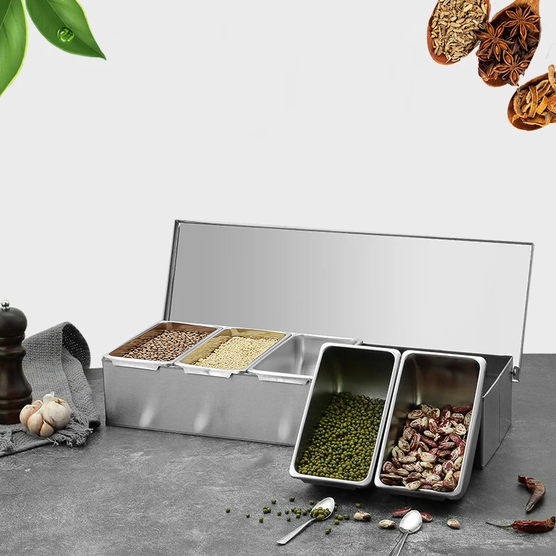 304 Stainless Steel Kitchen Tabletop Pizza Topping Station Ingredient Container Food Storage Salad Display Bain-Marie