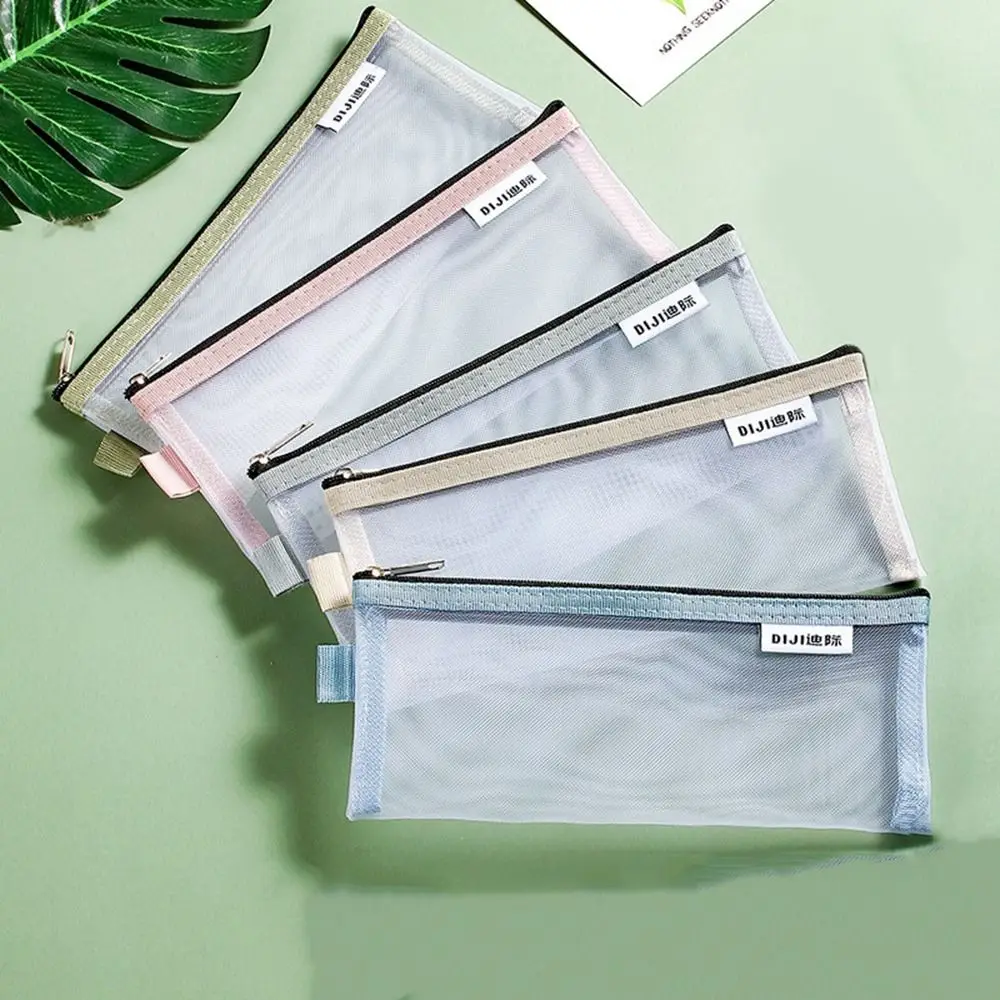 

Pouch Mesh Cosmetic Bag Organizer Case Cosmetic Brush Bag Mesh Storage Bags Grid Pencil Bag Transparent File Bag Stationery Bag