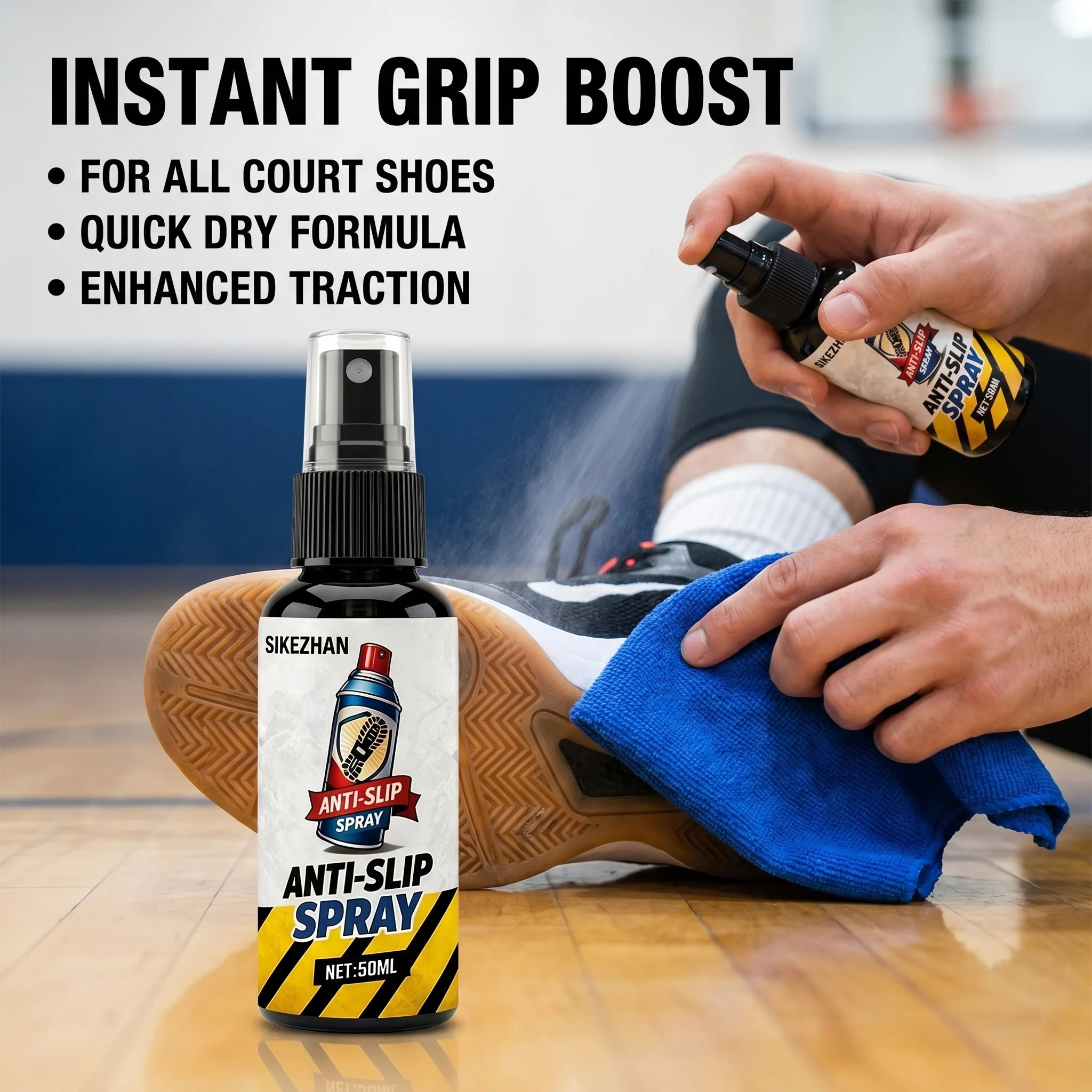 50ml Instant Shoe Grip Spray Traction Enhancer Solution for Court Shoes Work Boots and Hiking Sneakers Better Traction and Grip