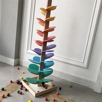 Rainbow Musical Tree Toy Wooden Petals Assembly And Marble Run Balls Tracking Toy Rainbow Tree Building Set Kids Gift-AT20