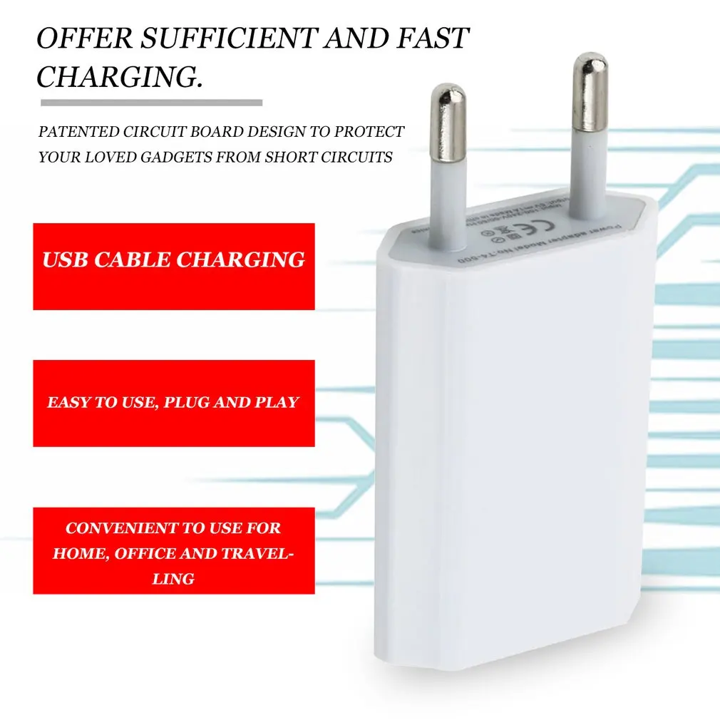 USB Charger 5V 1A AC USB Home Power Adapter สำหรับ iPhone 5 5S 5C 6 6S 7สำหรับ iPhone USB Charger EU Plug