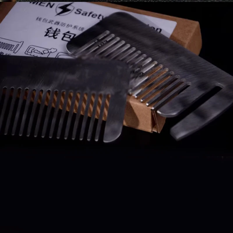 Outdoor Portable Mini EDC Wallet Comb Multifunctional Self-defense Window Breaking Tool