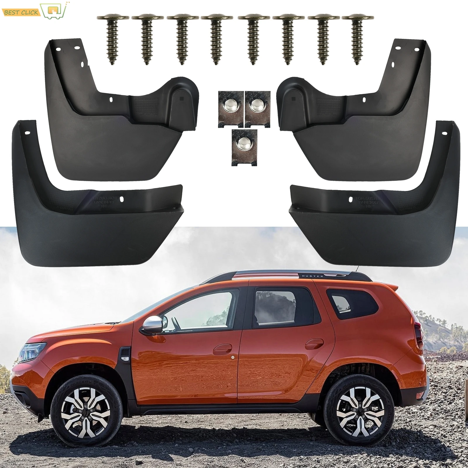 

4PCS Mud Flaps Set For Renault Dacia Duster II 2017-2025 Full Wheel Coverage Splash Guards Protection Kit