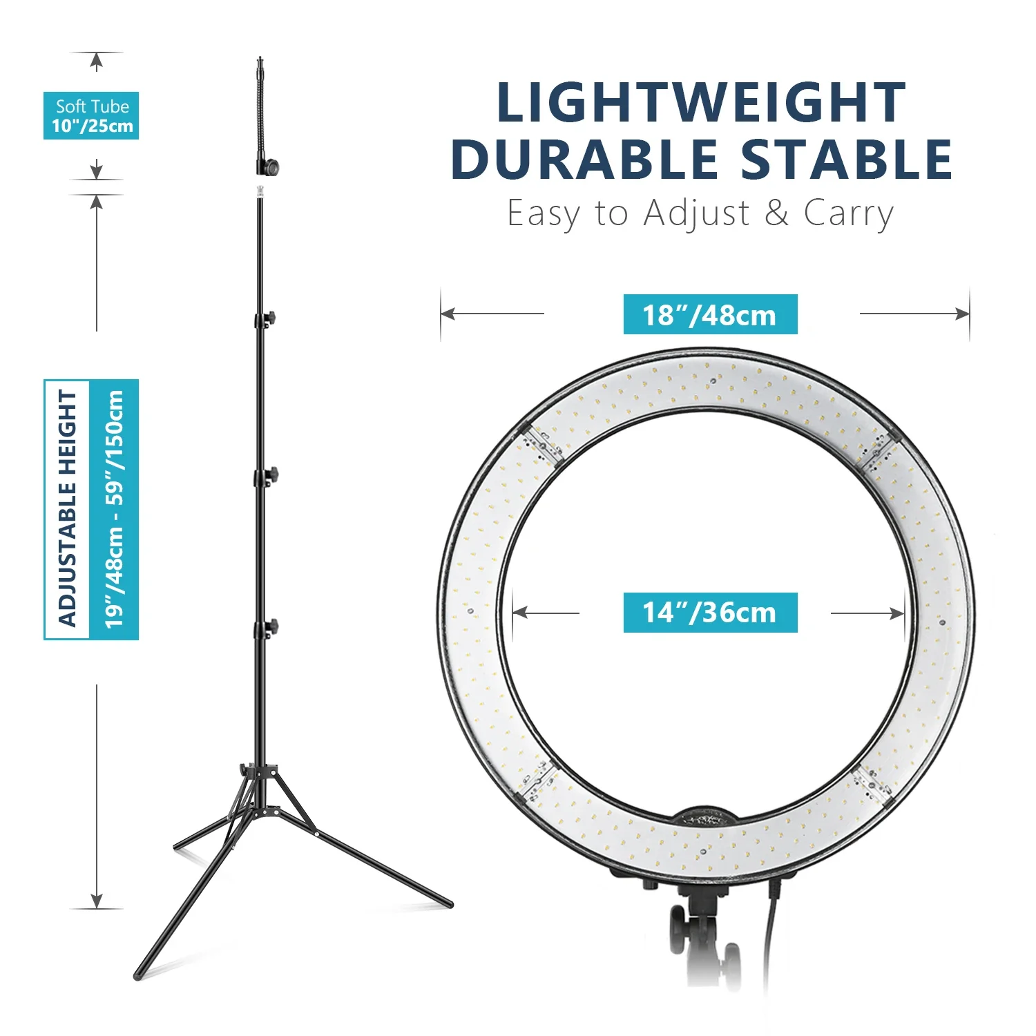 Imagem -04 - Led Ring Light Kit com Tripé Suporte do Telefone Controle Remoto Iluminação de Fotografia 18 55w 5600k