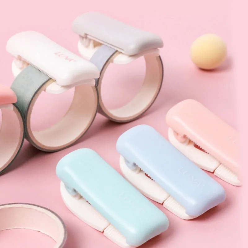 1pc Creative Mini Portable Washi Tape Cutter Office Stationery Supplies Tape Storage Clip Hand Tear Tape Holder
