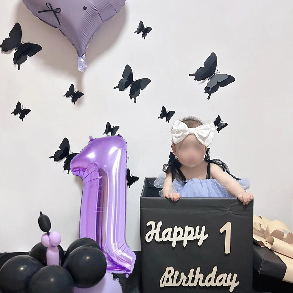 بالونات عيد ميلاد أرجوانية عملاقة 40 بوصة 0-9 أرقام بالونات لرقم الفراشة الأرجوانية وحفلات أعياد الميلاد وحفلات استقبال المولود الجديد #5