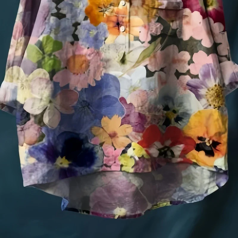 Nouveau printemps automne rétro col rabattu décontracté à manches longues chemise pour les femmes pull imprimé ample grande taille Bouse haut A345