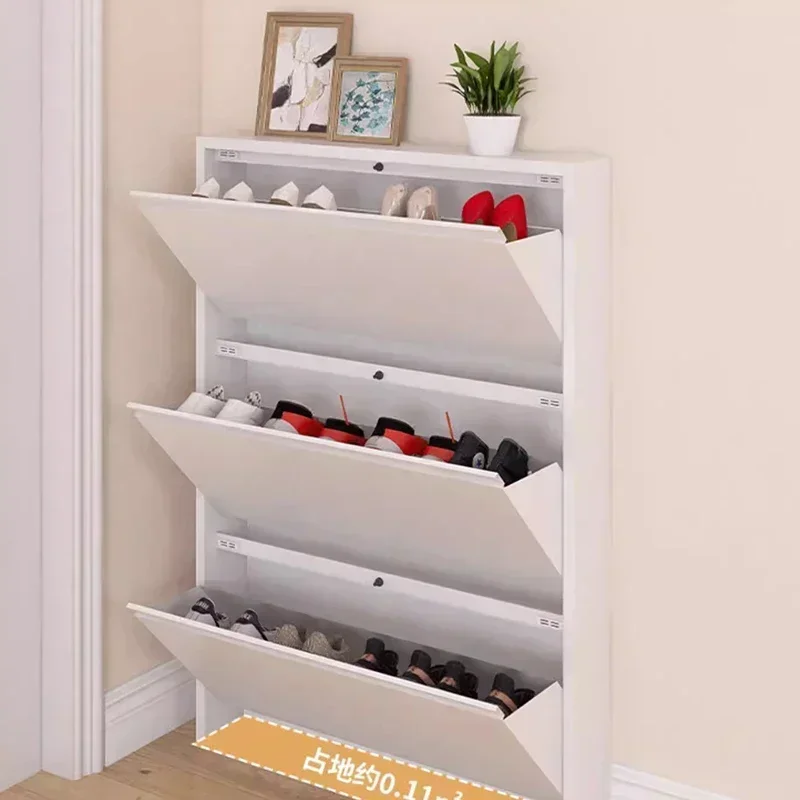 Ultra Nordic Thin Rotating Shoe Cabinet Large Capacity Hallway Cabinet Simple Metal Shoe Rack Organizer Sapateira Home Furniture