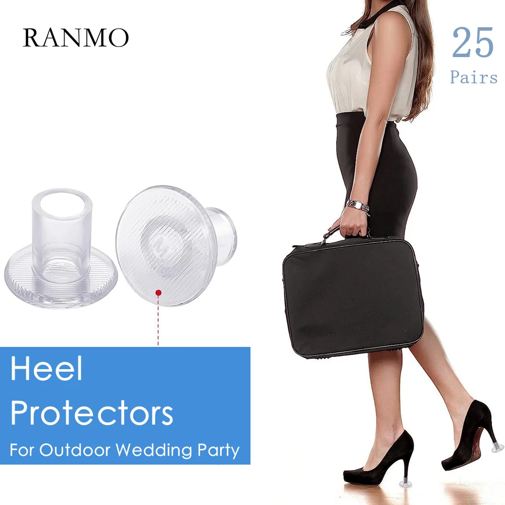 

25 Pairs Heel Stoppers PVC Heel Protective Cover Latin Stiletto Heel Cap Antislip Heel Protector For Bride Outdoor Wedding Party