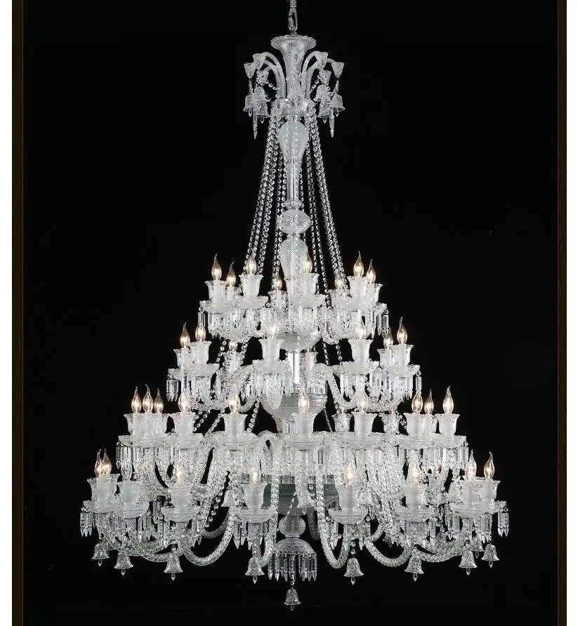 Modern Hotel Silver Crystal Chandelier Light Fixture 48arms D145cm H150cm De Lustre Hanging Light For Lobby Staircase Decoration