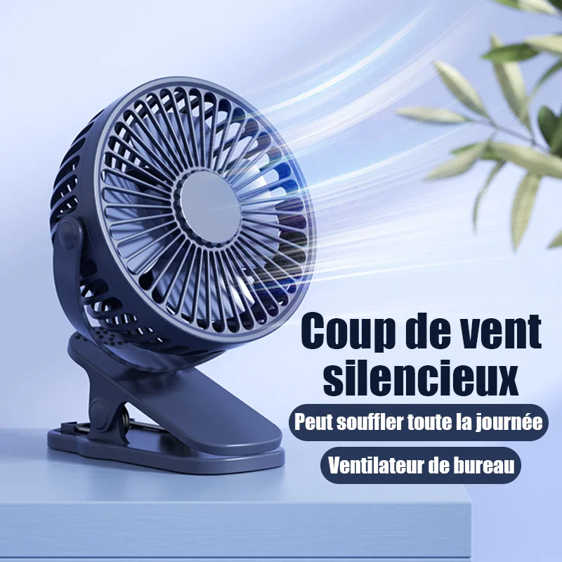 Mini ventilateur portatif à pince USB, ventilateur électrique pratique et Ultra silencieux, Rechargeable pour étudiant, petit ventilateur de refroidissement mignon