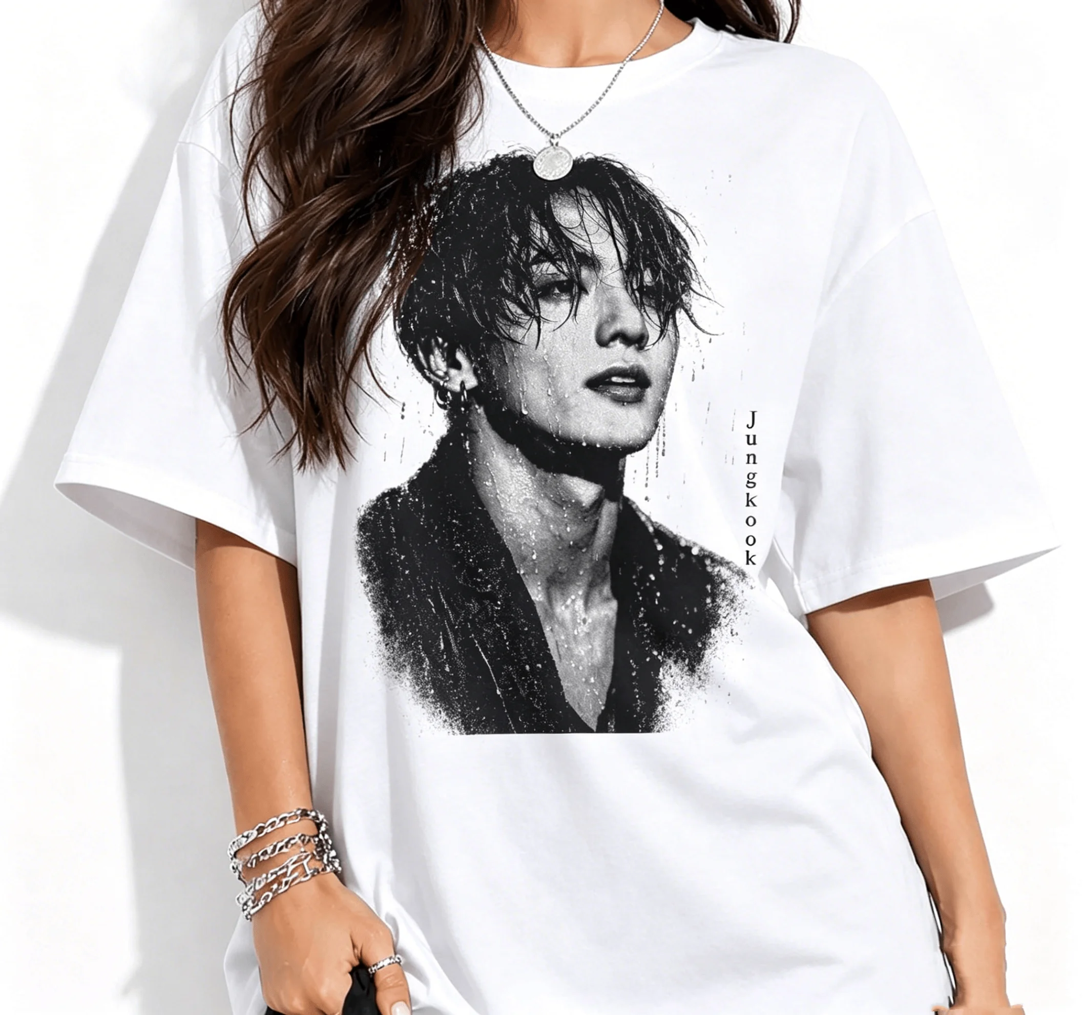 Koreanisches BTS Pop-Idol-Shirt Jungkook Musik-Fan-Geschenk 2026 Sommer Herren und Damen Kinder Mode Baumwolle Y2K Oversized T-Shirt – Detail 4