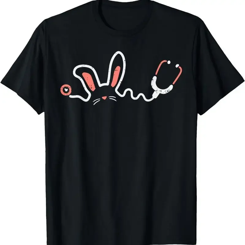 Easter Bunny Stethoscope Nurse Doctor Rabbit Scrub Top Women T Shirt