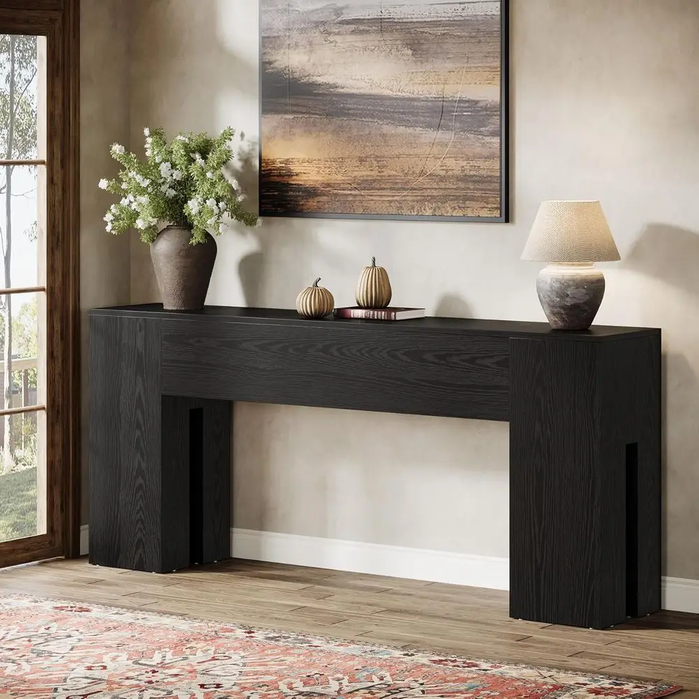 71-Inch Black Entryway Console Table for Sofa Back or Hallway Storage