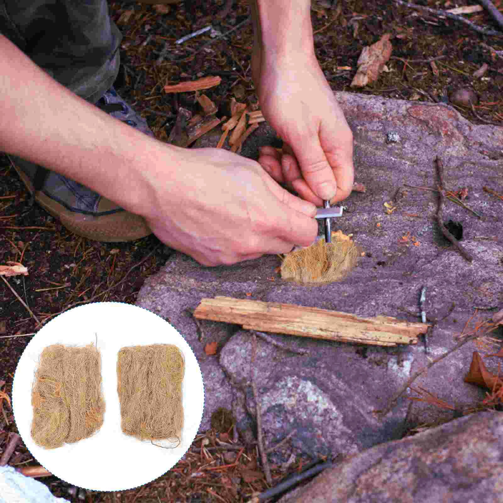 2 Packs Jute Silk Fire Starter Silks Camping Burner Tool Outdoor Travel Stick Lighter