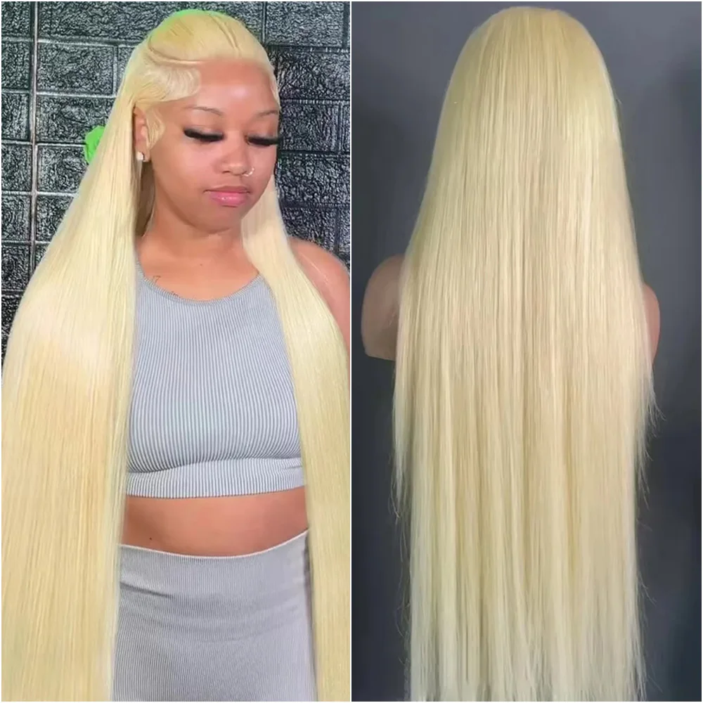 

36 40-дюймовый бразильский прямой 613 блондинка 13x6 HD парик фронтальной части шнурка прозрачный 13x4 парики фронта шнурка человеческих волос для чернокожих женщин