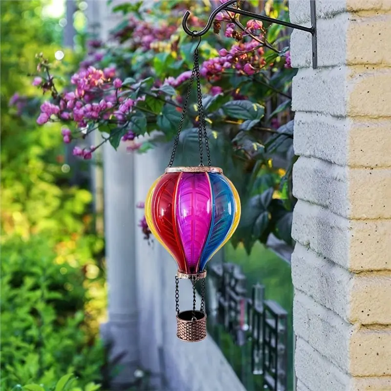 Gift For Mom Lovers, Solar Powered Hot Air Balloon Lantern Outdoor Garden Decor, Waterproof Hanging Design For Yard Tree-[A22I S