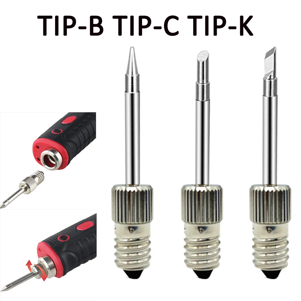 

For Usb Soldering Iron Head E10 Interface Battery Soldering Iron Tips Solder Tip Threaded Soldering Iron Head TIP-B TIP-C TIP-K