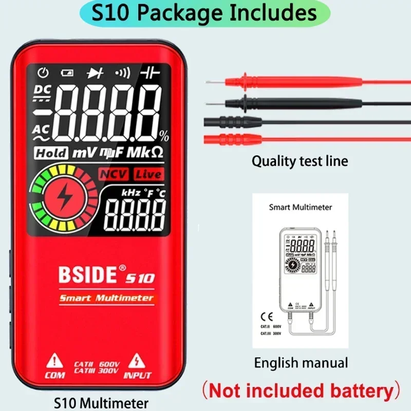 S10 Digital Multimeter Profesional Smart Multimeter 9999 Counts DC AC Voltage Capacitor Ohm Diode NCV Hz Tester Meter 2024