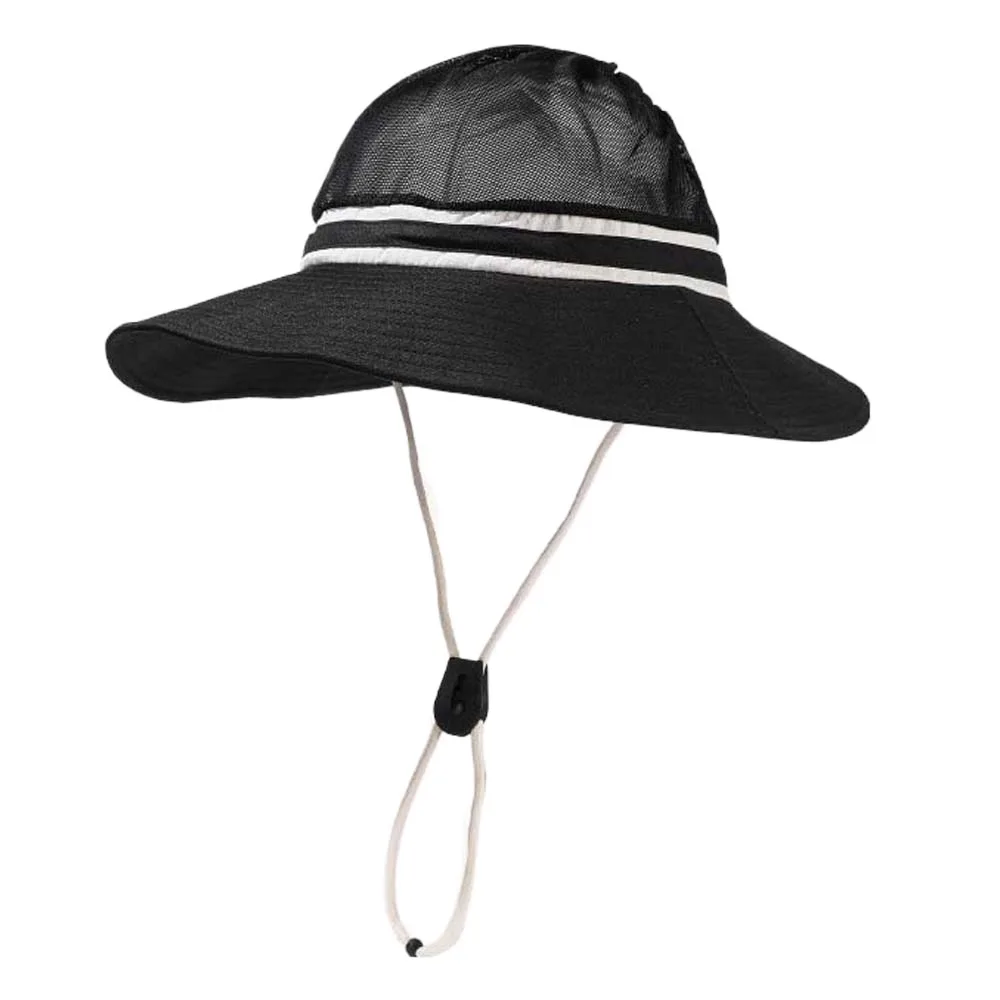 

Windproof Rope Top Mesh Fisherman Cap Breathable Polyester Sunshade Alpine Hat Wide-Brimmed Lightweight Foldable Bucket Hat Men
