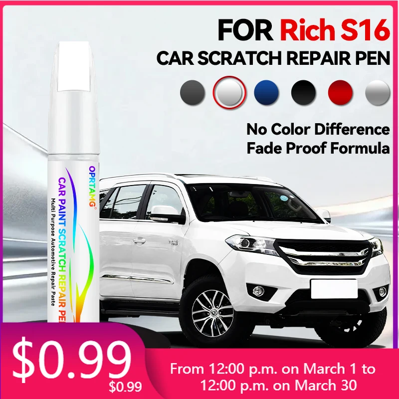 Herramientas para autos DongFeng Rich S16, lápiz de reparación de pintura para autos, accesorios para reparar arañazos en la pintura, gris rímel, negro azulado, blanco brillante, verde, rojo