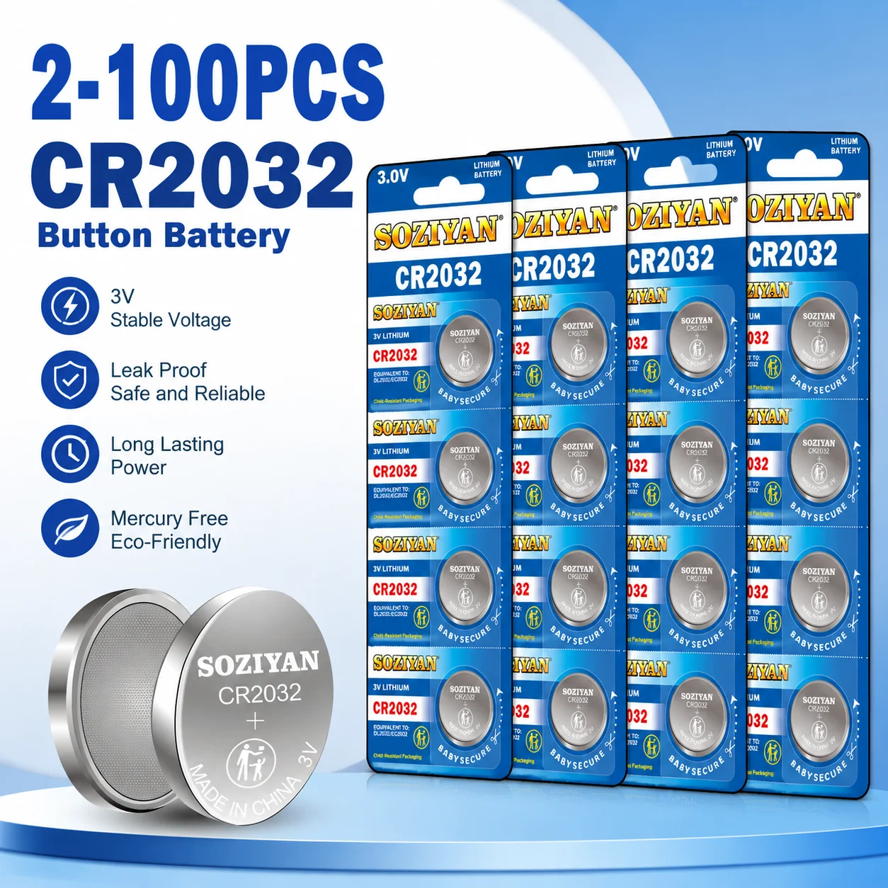 5-60 Stück CR2032 CR 2032 Knopfzelle 3V Lithiumbatterie für Uhren, Spielzeug, Taschenrechner, Autofernbedienungen, Knopfzellenbatterie