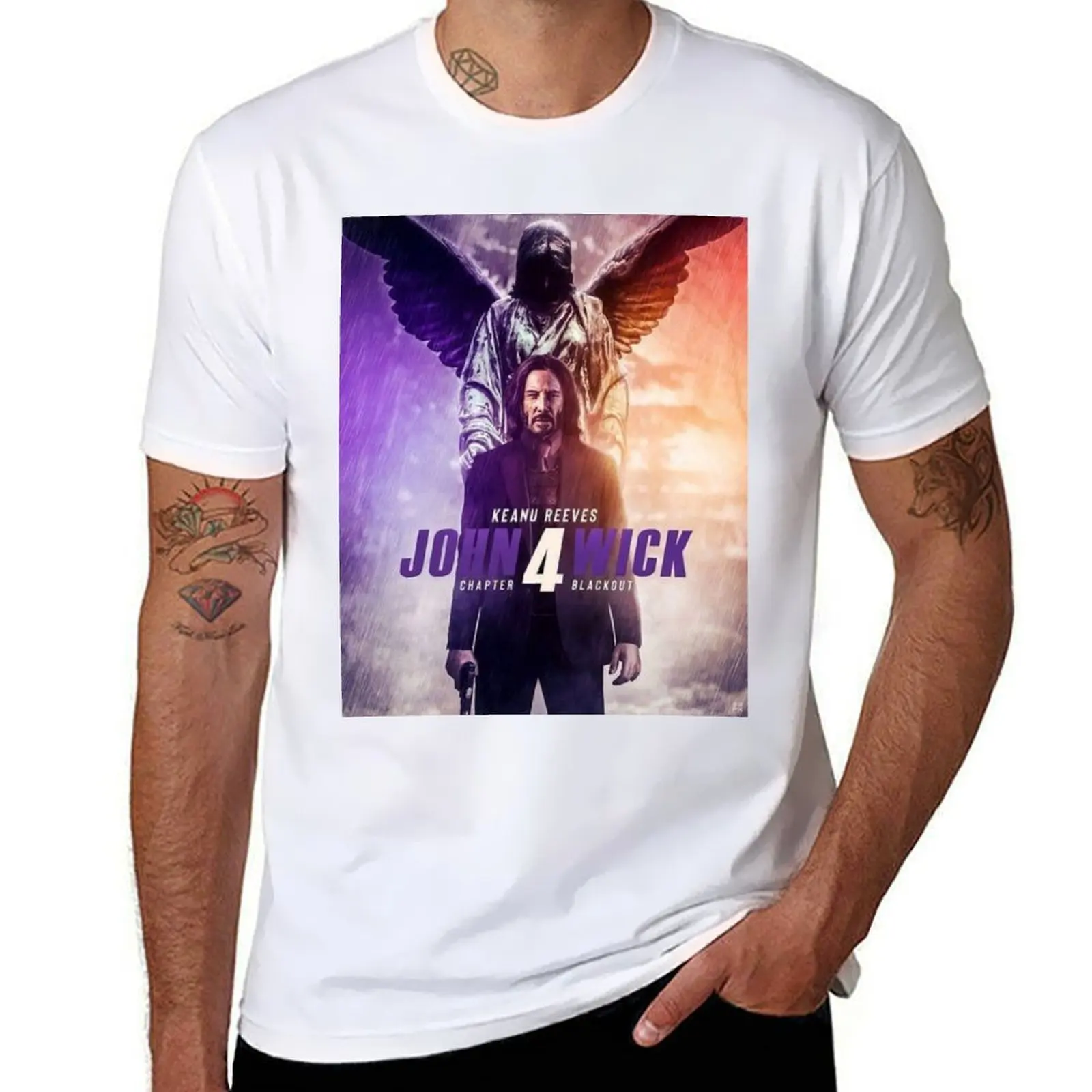 

john wick 4 poster T-Shirt Minimalist Plain Crew Neck T-Shirt